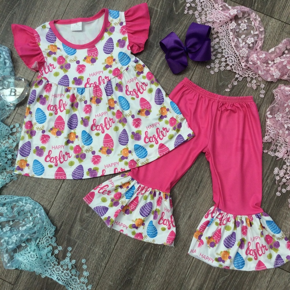 Boutique Girls Easter 2pc Ruffle Outfit